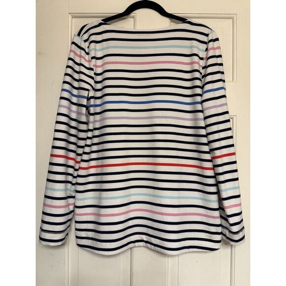 Talbots Terry Stripes Side Button Pullover.Womens. Sz L *MINOR STAIN ON SLEEVE - Picture 3 of 16